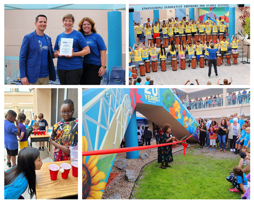 Collage of Jamerson Elementary School 20th Anniversary celebration photos